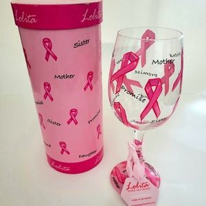 Pink Ribbon Breast Cancer Awereness Wine Glass by Lolita